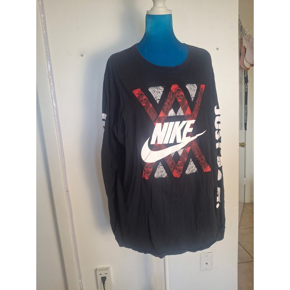 Nike Mens Long Sleeve Graphic Tee Black Just Do It Swoosh XXL 569921-E3X